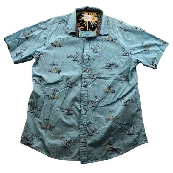 Ditch Plains Mens Hawaiian Shirt Size XL Short Sleeve Relaxed Casual Summer - Picture 1 of 9